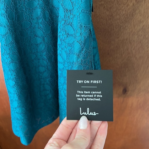 Nights to Remember Emerald Green Lace V-Neck Skater Dress - Picture 8 of 9